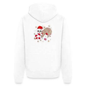 witziges Faultier mit Zuckerstange für Weihnachten - Unisex Premium Bio Zip Hoodie - Weiß - Hinten - Thijin (182cm)