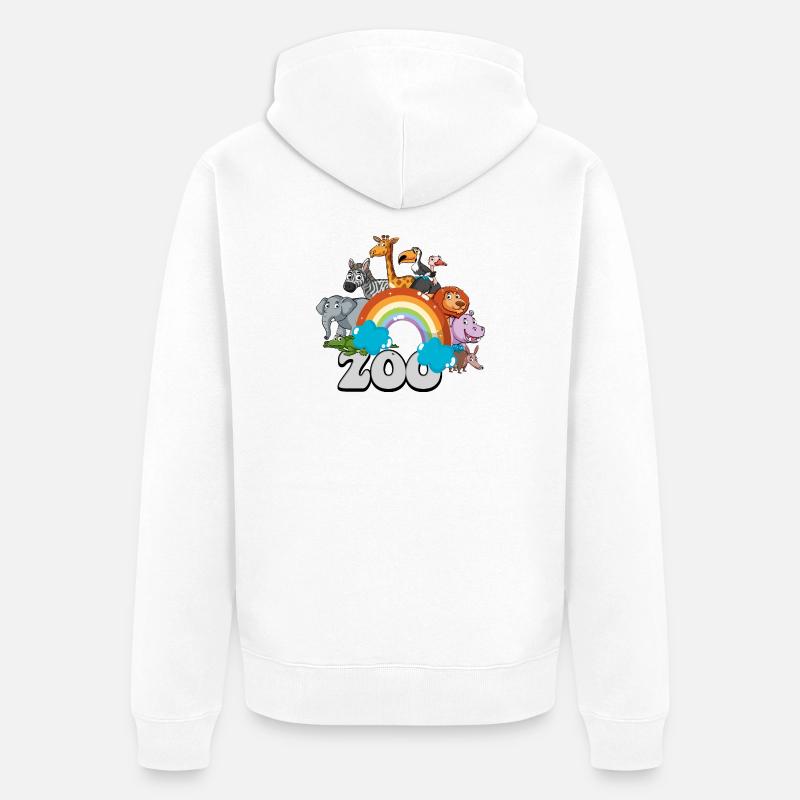 Parade du zoo arc-en-ciel - Veste à capuche bio Premium Unisexe - blanc