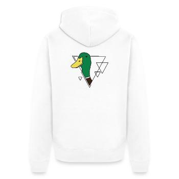 Farbige Ente im geometrischen Design - Unisex Premium Bio Zip Hoodie - Weiß - Hinten - Thijin (182cm)