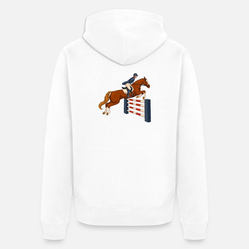 cheval, cavalier, équitation - Premium økologisk unisex-hættejakke - hvid