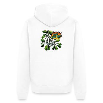 Mistelzweig Now Kiss Me PopArt - Unisex Premium Bio Zip Hoodie - Weiß - Hinten - Thijin (182cm)