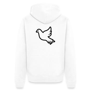 Dove Contour Outline Peace Symbol - Unisex Premium Organic Zip Hoodie - white - Back - Thijin (182cm)