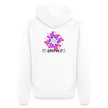 Disco Neon DJ Kreisdesign - Unisex Premium Bio Zip Hoodie - Weiß - Hinten - Thijin (182cm)