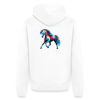 Horse - Unisex Premium Organic Zip Hoodie - white - Back - Thijin (182cm)