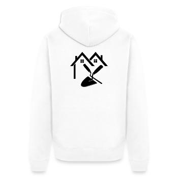 Hausbau Maurerfugennagel und Kelle - Unisex Premium Bio Zip Hoodie - Weiß - Hinten - Thijin (182cm)