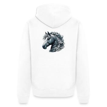 Horse - Unisex Premium Organic Zip Hoodie - white - Back - Thijin (182cm)