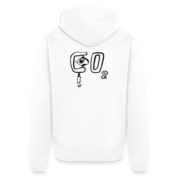 Unter CO2 Druck - Erde im Klimawandel - Unisex Premium Bio Zip Hoodie - Weiß - Hinten - Thijin (182cm)