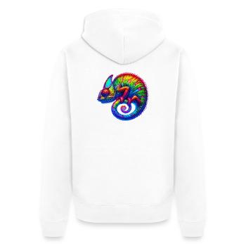 Chamäleon - Unisex Premium Bio Zip Hoodie - Weiß - Hinten - Thijin (182cm)