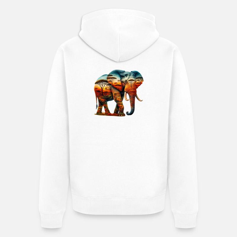 Éléphant - Veste à capuche bio Premium Unisexe - blanc