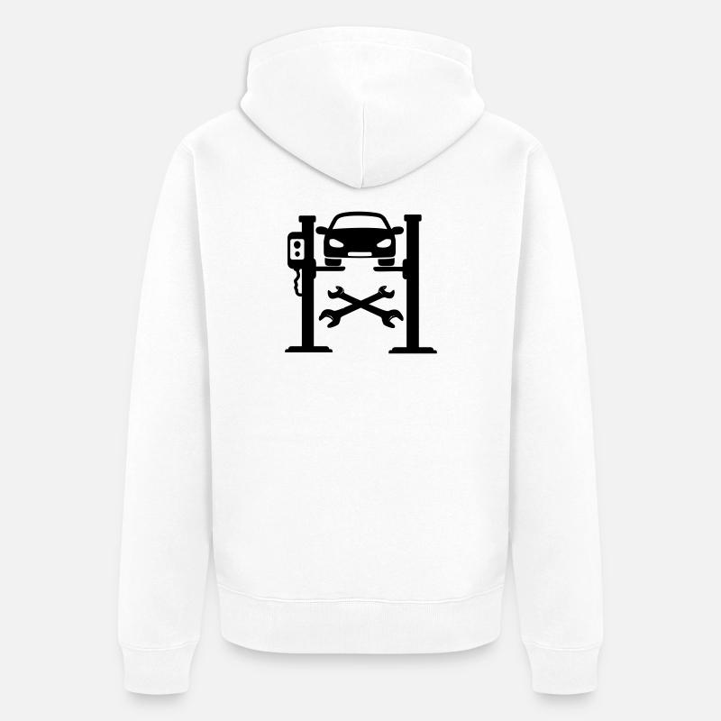 Logo du garage automobile - Veste à capuche bio Premium Unisexe - blanc