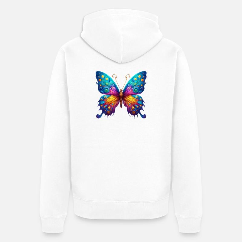 Papillon Van Gogh - Veste à capuche bio Premium Unisexe - blanc