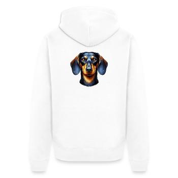 Dachshund - Unisex Premium Bio Zip Hoodie - Weiß - Hinten - Thijin (182cm)