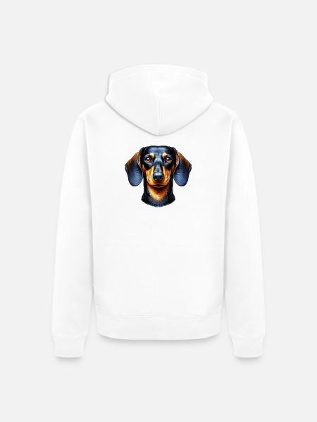 Basset - Unisex Premium Organic Zip Hoodie - white
