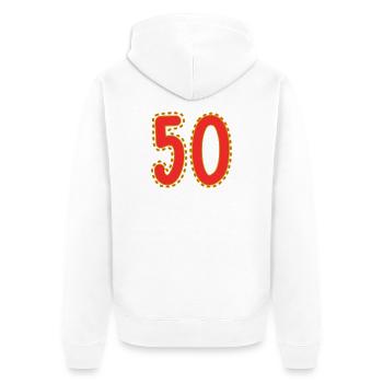 50. 50 ANS. 50e ANNIVERSAIRE. ANNIVERSAIRE 50 ANS. - Veste à capuche bio Premium Unisexe - blanc - Dos - Thijin (182cm)