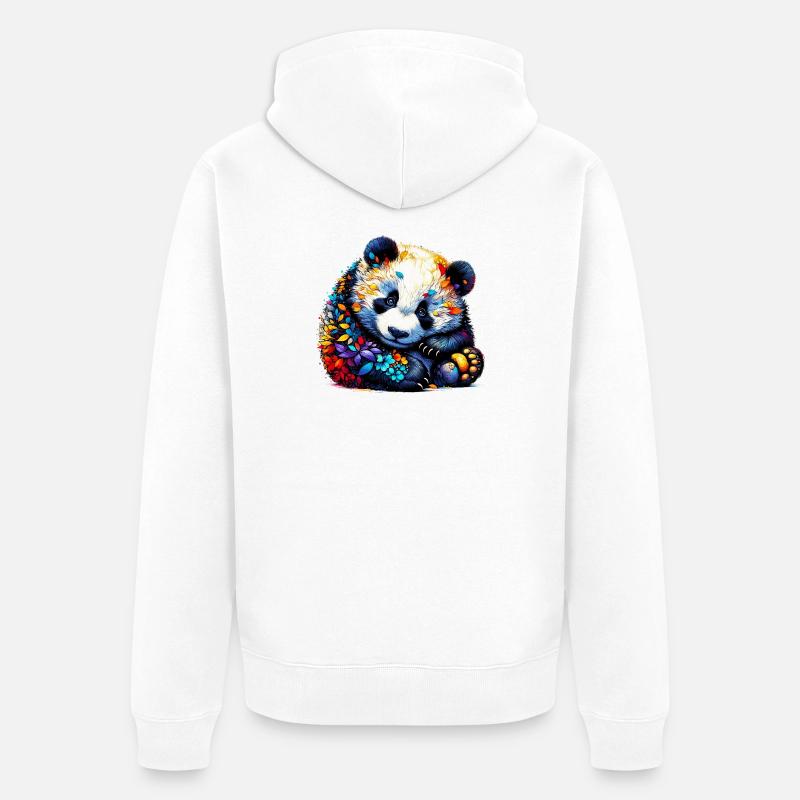 Panda - Veste à capuche bio Premium Unisexe - blanc