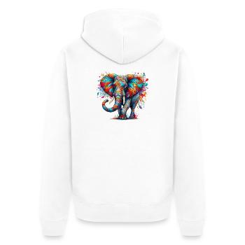 Elefant - Unisex Premium Bio Zip Hoodie - Weiß - Hinten - Thijin (182cm)