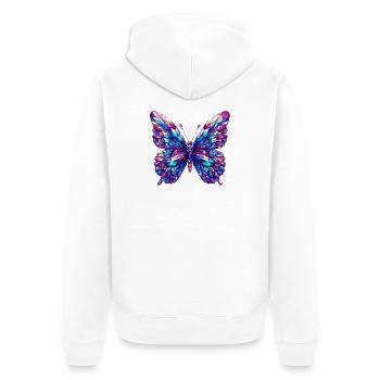 Kristall-Schmetterling - Unisex Premium Bio Zip Hoodie - Weiß - Hinten - Thijin (182cm)