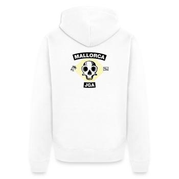 Mallorca – JGA unter Palmen - Unisex Premium Bio Zip Hoodie - Weiß - Hinten - Thijin (182cm)