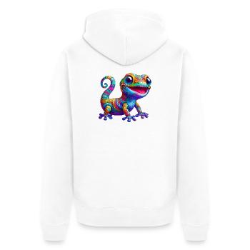 Gecko - Unisex Premium Organic Zip Hoodie - white - Back - Thijin (182cm)