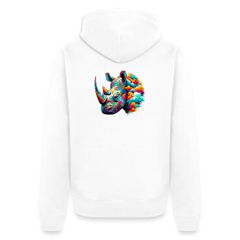 Rhinoceros - Unisex Premium Organic Zip Hoodie - white - Back - Thijin (182cm)
