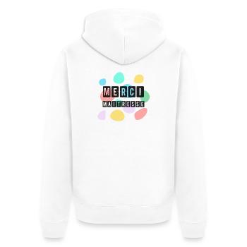 MISTRESS. THANK YOU. THANK YOU MISTRESS - Unisex Premium Organic Zip Hoodie - white - Back - Thijin (182cm)