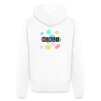 MAÎTRESSE. MAITRE. MERCI. MERCI MAÎTRESSE - Veste à capuche bio Premium Unisexe - blanc - Dos - Thijin (182cm)