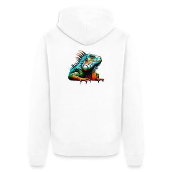 Leguan - Unisex Premium Bio Zip Hoodie - Weiß - Hinten - Thijin (182cm)