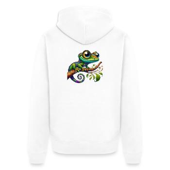 Gecko - Unisex Premium Organic Zip Hoodie - white - Back - Thijin (182cm)