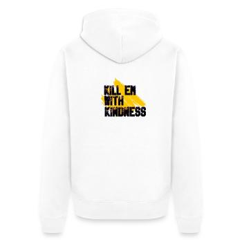 Töte sie mit Güte - Unisex Premium Bio Zip Hoodie - Weiß - Hinten - Thijin (182cm)
