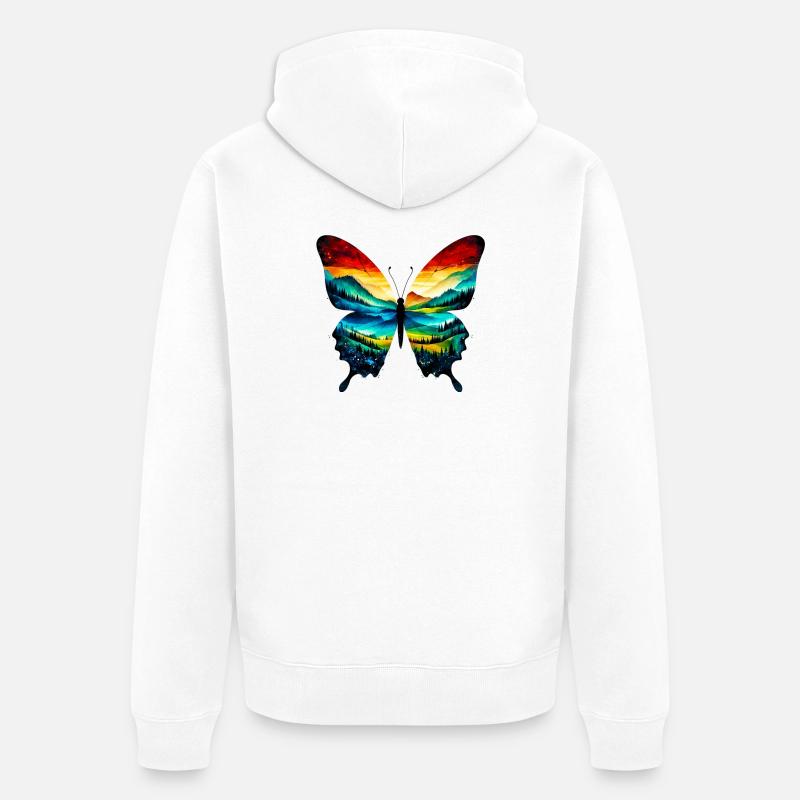 Papillon - Veste à capuche bio Premium Unisexe - blanc