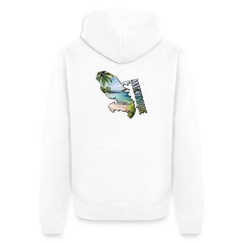 Carte à l’aquarelle Martinique - Veste à capuche bio Premium Unisexe - blanc - Dos - Thijin (182cm)