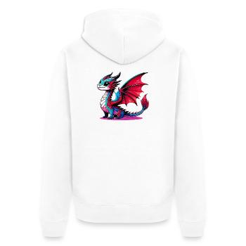 Dragon - Unisex Premium Organic Zip Hoodie - white - Back - Thijin (182cm)