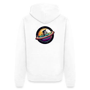 Cyclist on Saturn - Unisex Premium Organic Zip Hoodie - white - Back - Thijin (182cm)