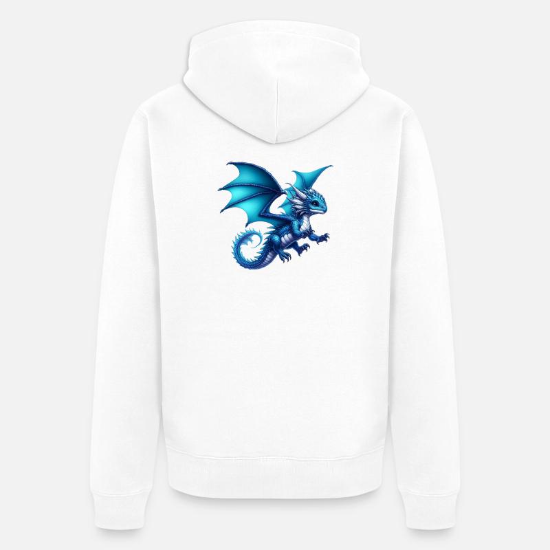 Drache - Unisex Premium Bio Zip Hoodie - Weiß
