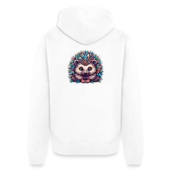 Hedgehog - Unisex Premium Organic Zip Hoodie - white - Back - Thijin (182cm)