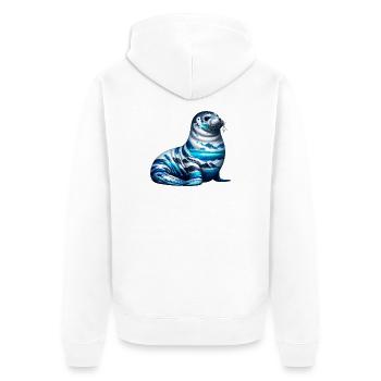 Seal - Unisex Premium Organic Zip Hoodie - white - Back - Thijin (182cm)