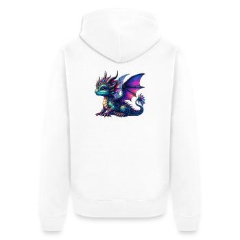 Drache - Unisex Premium Bio Zip Hoodie - Weiß - Hinten - Thijin (182cm)