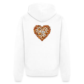 Heart, filled with pumpkins, leaves, nuts and flowers - Unisex Premium Organic Zip Hoodie - white - Back - Thijin (182cm)