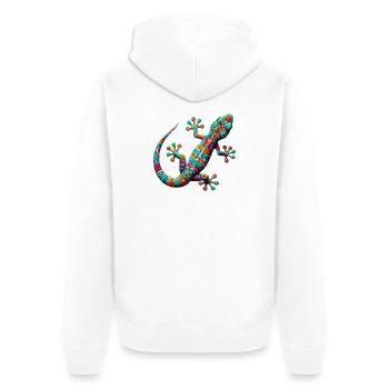 Gecko - Unisex Premium Organic Zip Hoodie - white - Back - Thijin (182cm)