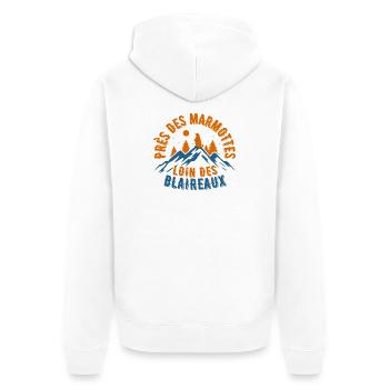 Rester en montagnes avec les marmottes - Veste à capuche bio Premium Unisexe - blanc - Dos - Thijin (182cm)