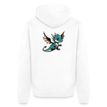 Dragon - Unisex Premium Organic Zip Hoodie - white - Back - Thijin (182cm)