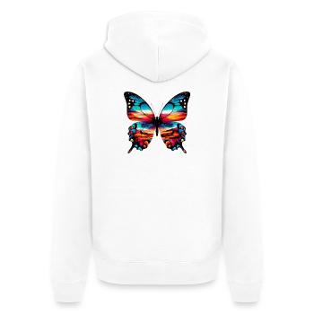 Schmetterling - Unisex Premium Bio Zip Hoodie - Weiß - Hinten - Thijin (182cm)