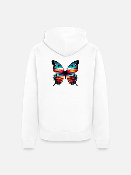 Butterfly - Unisex Premium Organic Zip Hoodie - white