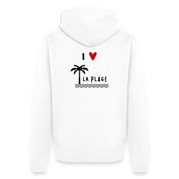RUHESTAND. FEIERTAG. RUHESTAND. PENSIONIERT. RUHESTAND. - Unisex Premium Bio Zip Hoodie - Weiß - Hinten - Thijin (182cm)