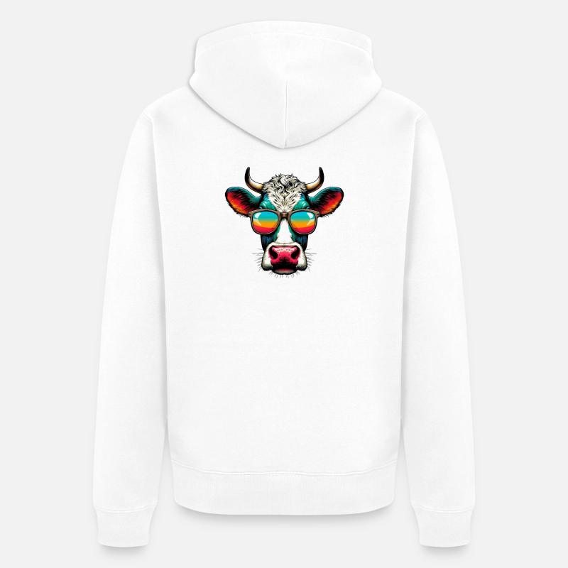 Vache - Veste à capuche bio Premium Unisexe - blanc