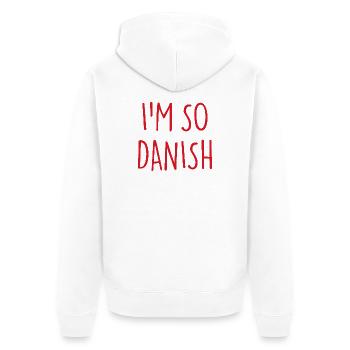 JE SUIS TELLEMENT DANOIS Danemark Dänemark - Veste à capuche bio Premium Unisexe - blanc - Dos - Thijin (182cm)