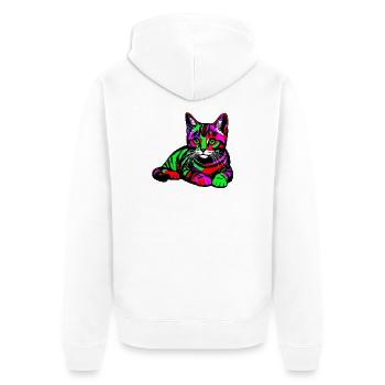 Cat - Unisex Premium Organic Zip Hoodie - white - Back - Thijin (182cm)