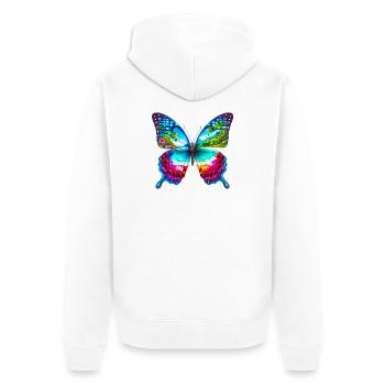 Butterfly - Unisex Premium Organic Zip Hoodie - white - Back - Thijin (182cm)