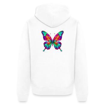 Butterfly - Unisex Premium Organic Zip Hoodie - white - Back - Thijin (182cm)