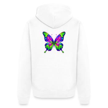 Schmetterling - Unisex Premium Bio Zip Hoodie - Weiß - Hinten - Thijin (182cm)